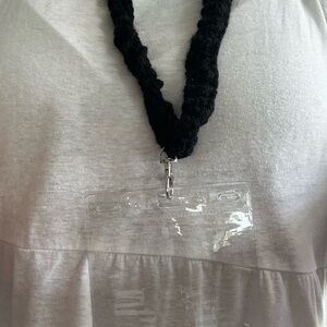 Black Braided Cord Necklace with Textural Charm